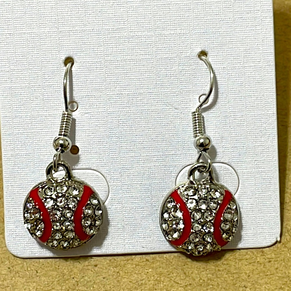 ⚾️❤️Crystal Rhinestone Baseball Dangle Earrings Game Days